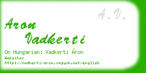 aron vadkerti business card